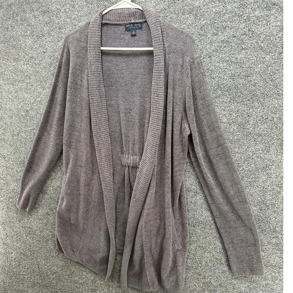 Barefoot Dreams CozyChic Ultra Lite Cinched Back Cardigan Grey Womens Medium - Picture 2 of 7